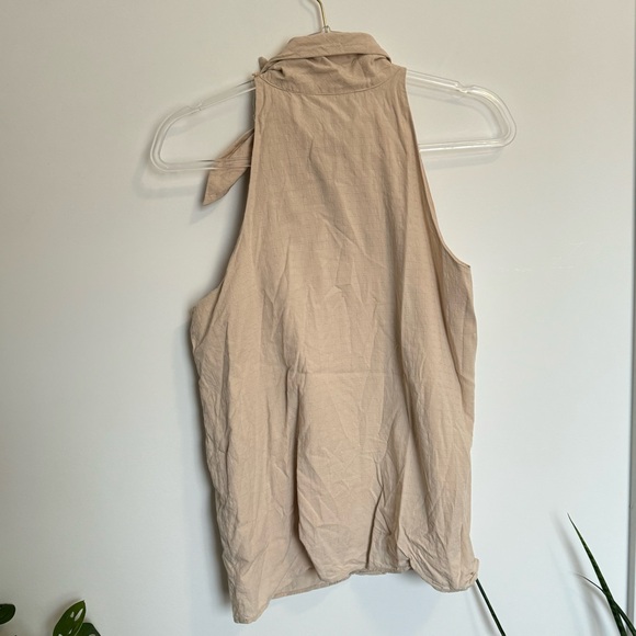 Ann Taylor Grid Knit High Neck Tank Top with Neck Tie - Picture 6 of 9